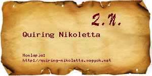 Quiring Nikoletta névjegykártya